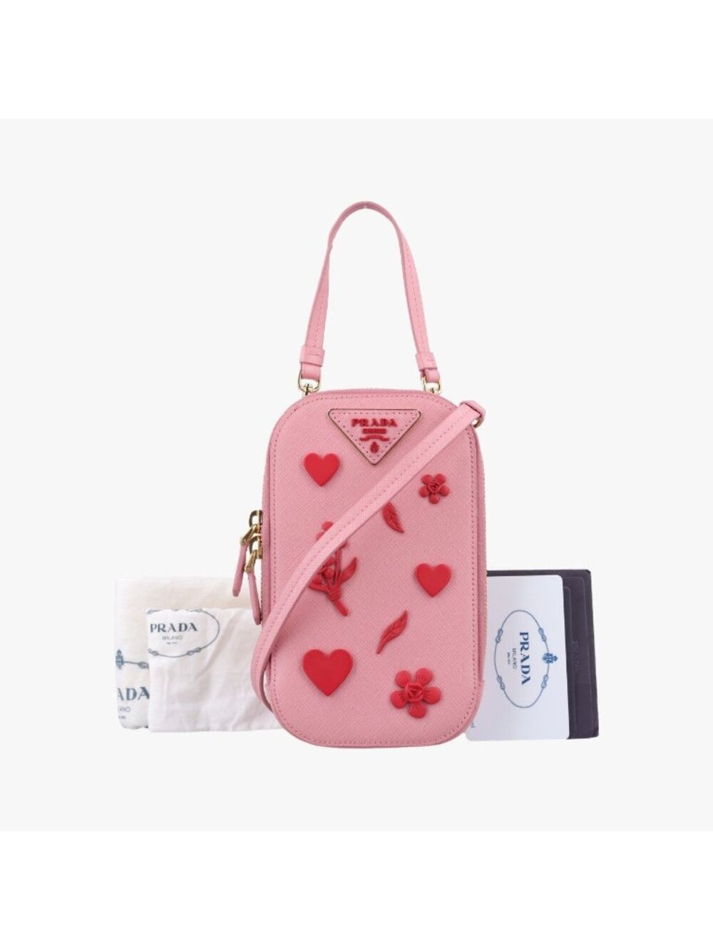 Prada Phone Pouch Pink Saffiano Leather 85